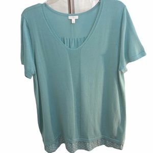 Talbots V-Neck Short Sleeve Lightweight Sweater